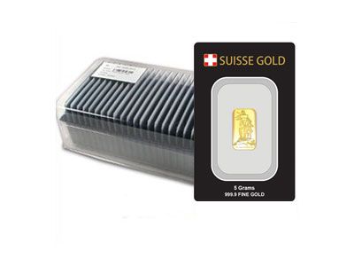 25 X 5 Gram Suisse Gold William Tell Gold Bars